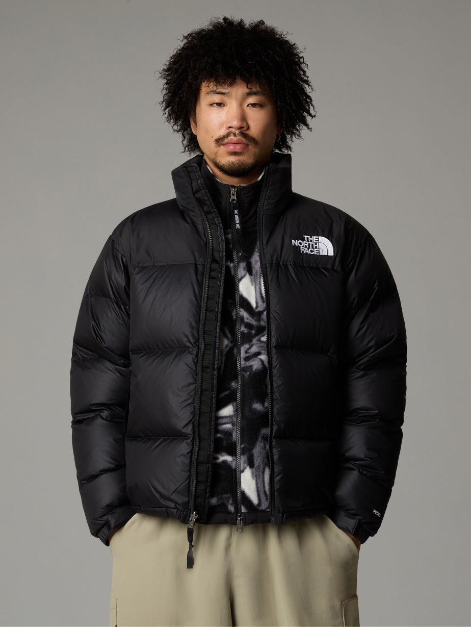 2026 New Arrival Giacca Retro Nuptse in Tessuto Ripstop Lucido Nero wholesalehk.shop
