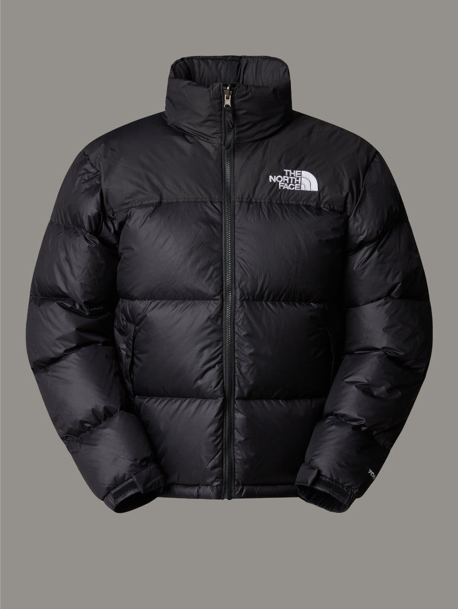 2026 New Arrival Giacca Retro Nuptse in Tessuto Ripstop Lucido Nero wholesalehk.shop