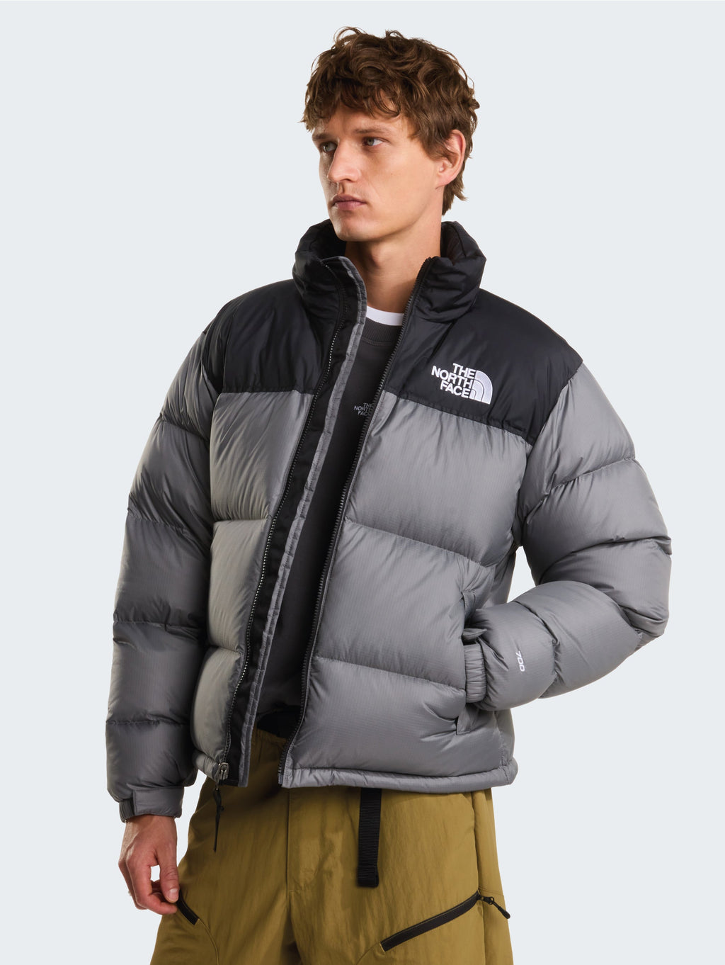 2026 New Arrival Giacca Retro Nuptse in Tessuto Ripstop Lucido Grigio Fumo wholesalehk.shop