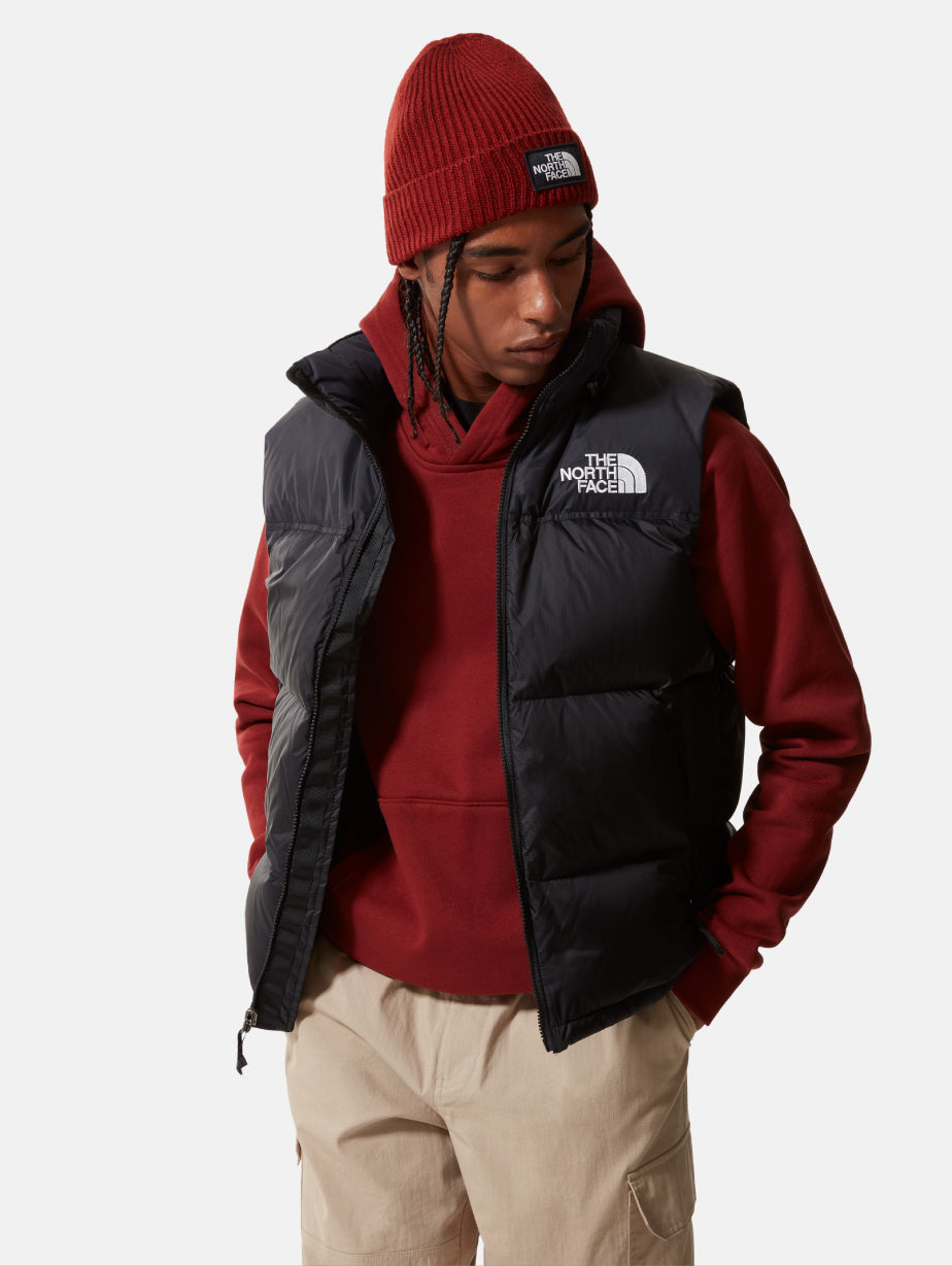 2026 New Arrival Gilet Retro Nuptse in Tessuto Ripstop Lucido Nero wholesalehk.shop