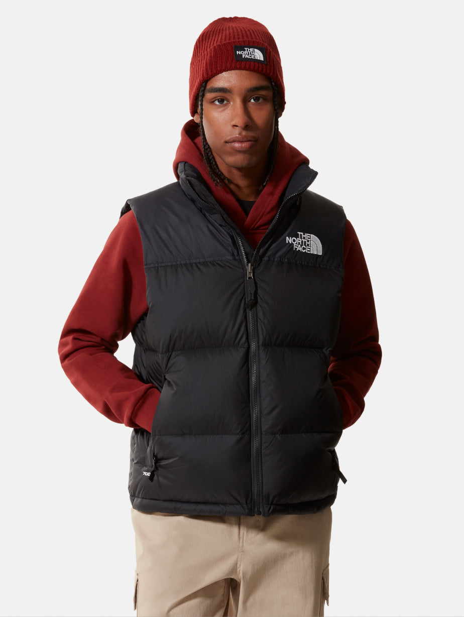 2026 New Arrival Gilet Retro Nuptse in Tessuto Ripstop Lucido Nero wholesalehk.shop