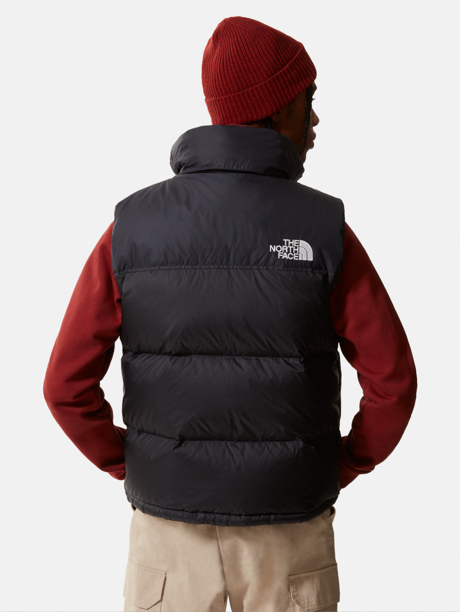 2026 New Arrival Gilet Retro Nuptse in Tessuto Ripstop Lucido Nero wholesalehk.shop