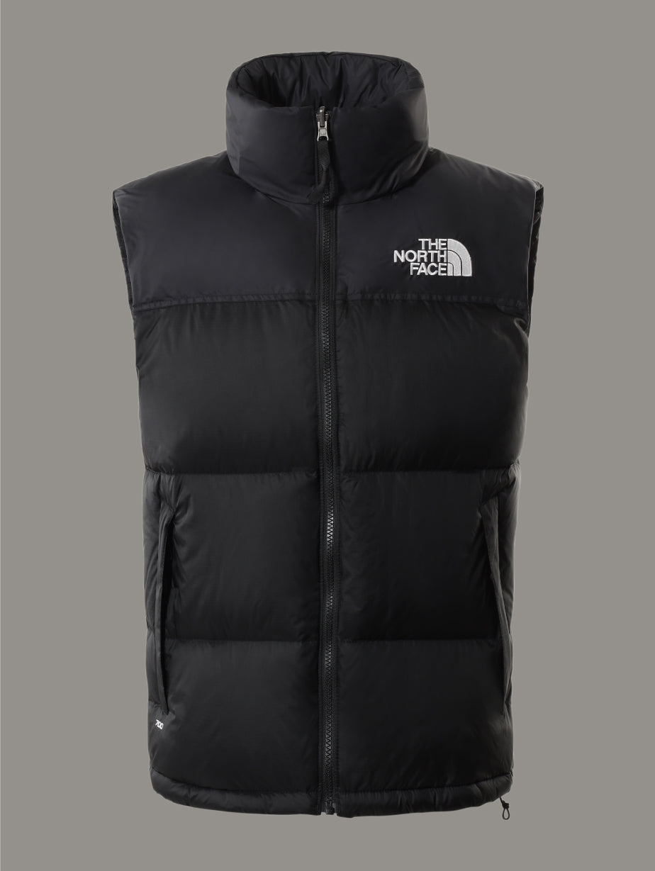 2026 New Arrival Gilet Retro Nuptse in Tessuto Ripstop Lucido Nero wholesalehk.shop