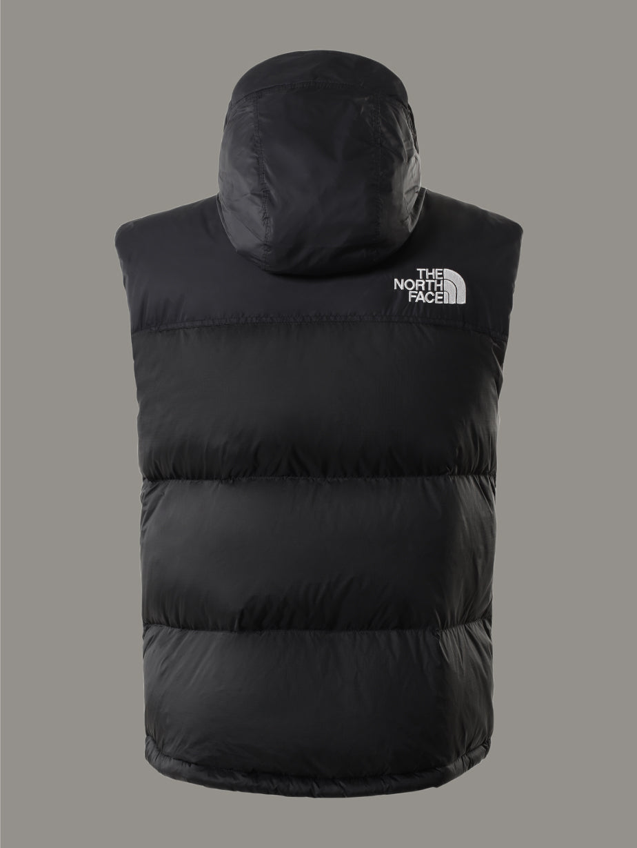 2026 New Arrival Gilet Retro Nuptse in Tessuto Ripstop Lucido Nero wholesalehk.shop