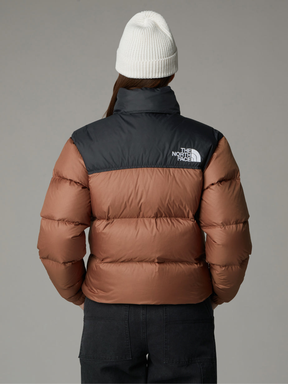 2026 New Arrival Giacca Retro Nuptse Squadrato da Donna Marrone wholesalehk.shop