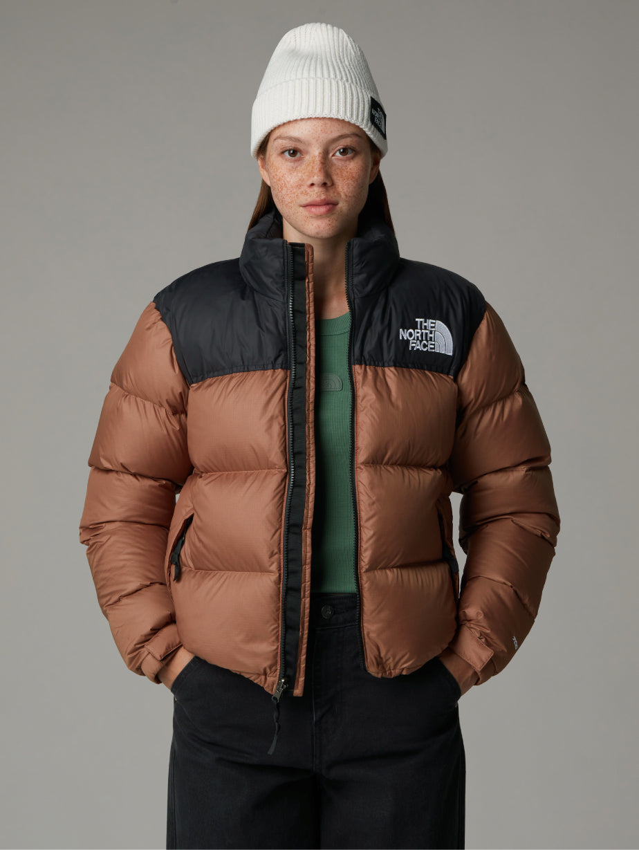 2026 New Arrival Giacca Retro Nuptse Squadrato da Donna Marrone wholesalehk.shop
