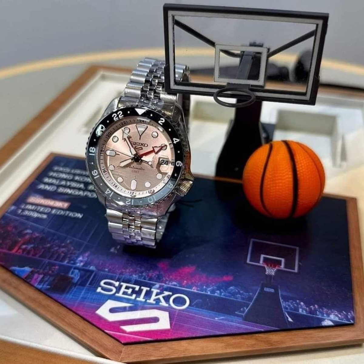 Seiko 5 Sports GMT Thong Sia Limited Edition Brown Dial Silver Steel Strap Watch for Men - SSK043K1 wholesalehk.shop