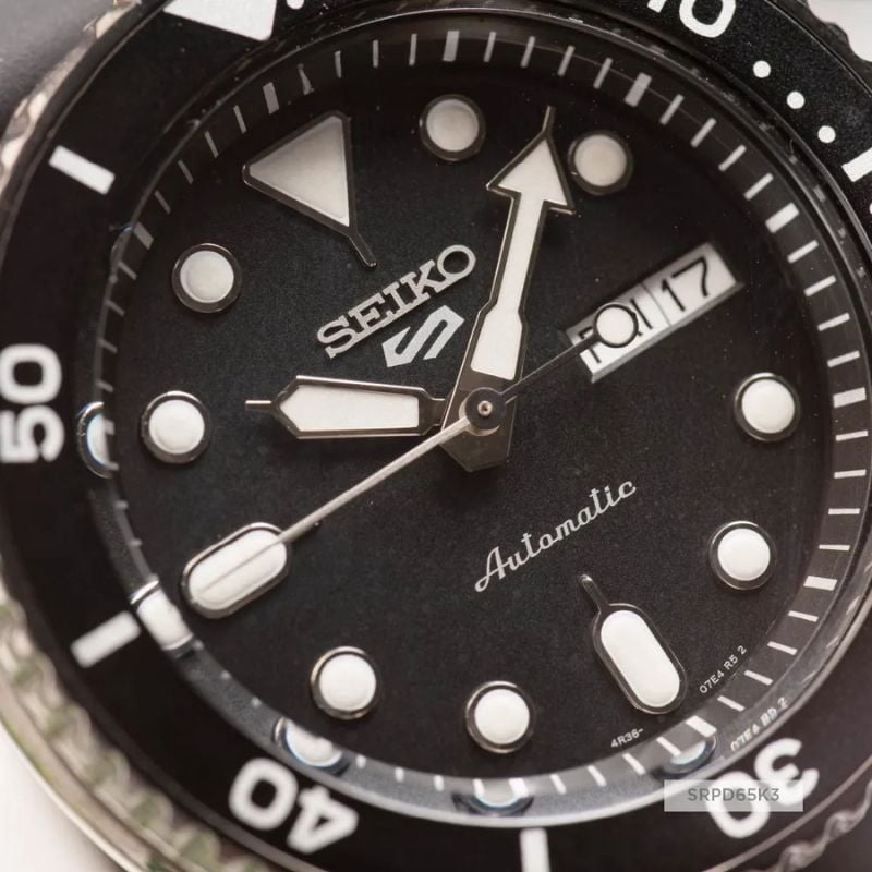 Seiko 5 Sport Automatic Black Dial Black Silicone Strap Watch For Men - SRPD65K3 wholesalehk.shop