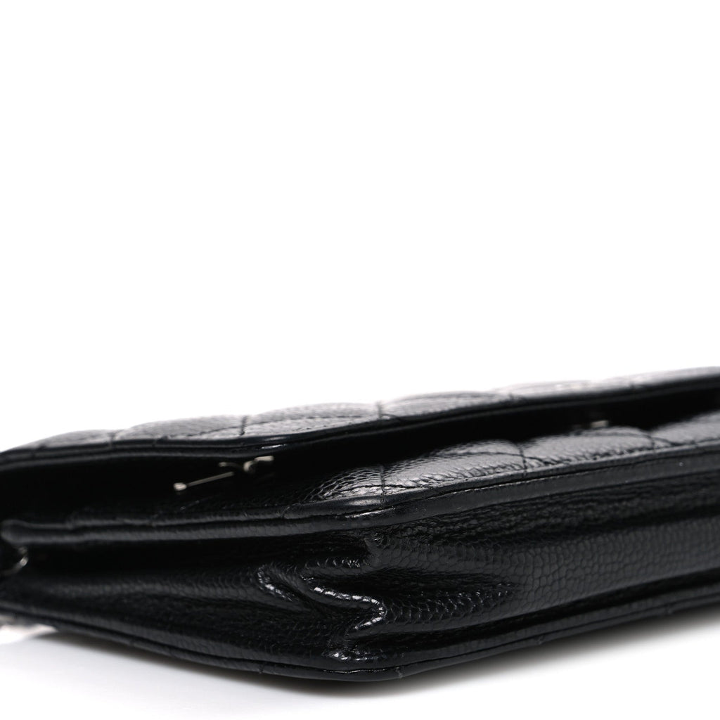Caviar Quilted Wallet on Chain WOC Black wholesalehk.shop