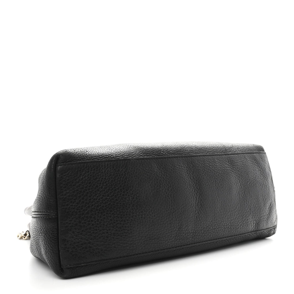 Pebbled Calfskin Medium Soho Chain Shoulder Bag Black wholesalehk.shop