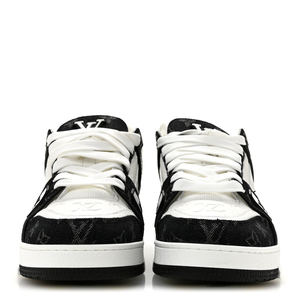 Calfskin Embossed Monogram Denim Womens LV Trainer Sneakers 41 Black 41 Black £¨ Direct shipment via from wholesalehk.shop