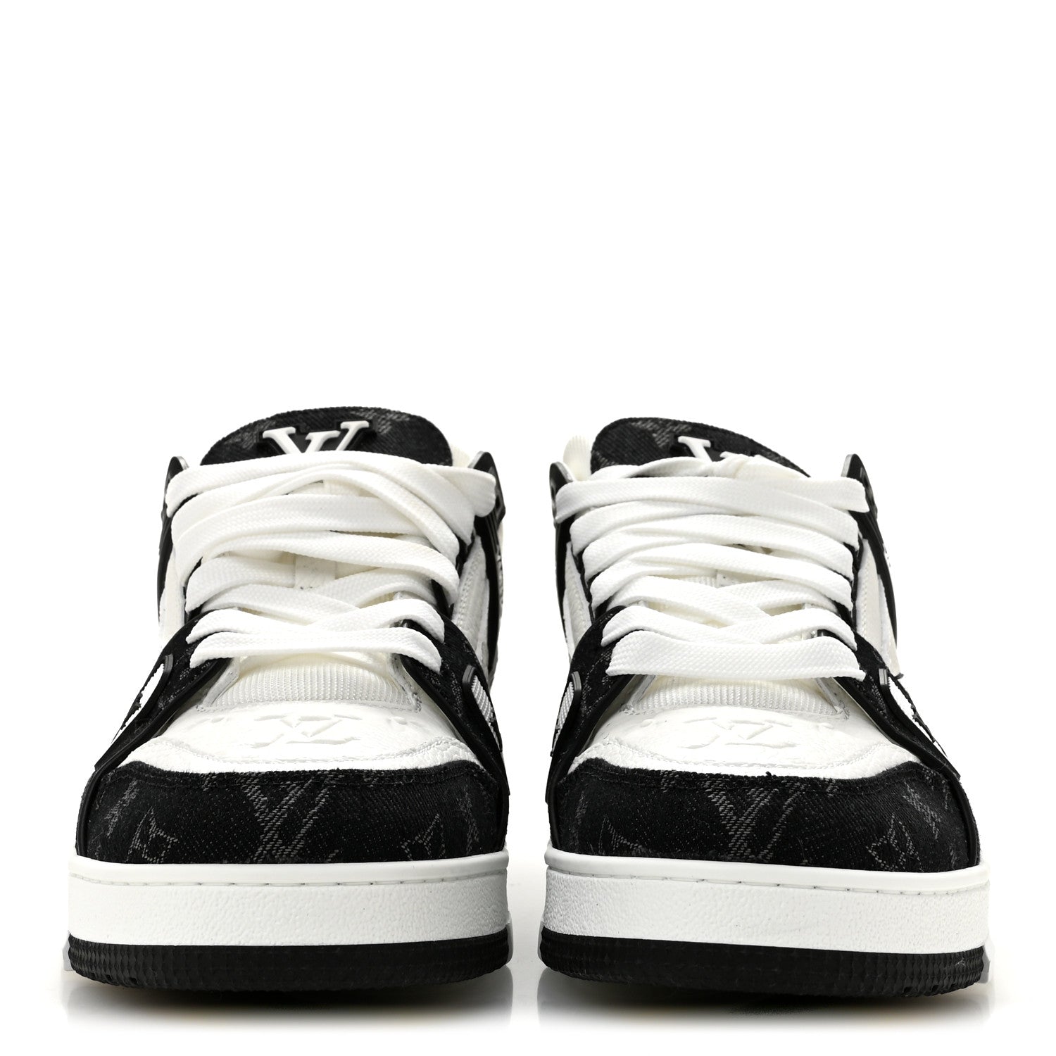 Calfskin Embossed Monogram Denim Womens LV Trainer Sneakers 41 Black 41 Black £¨ Direct shipment via from wholesalehk.shop