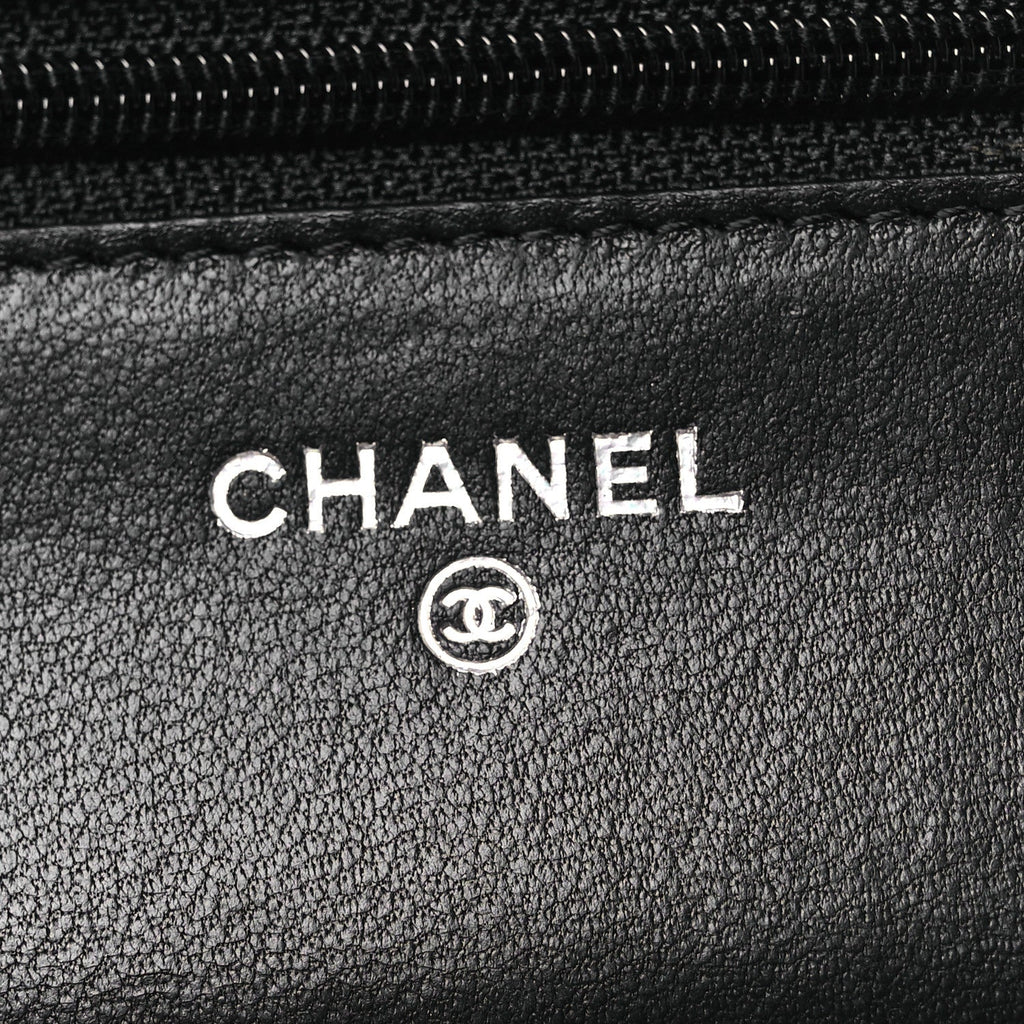 Lambskin Quilted Wallet On Chain WOC Black wholesalehk.shop