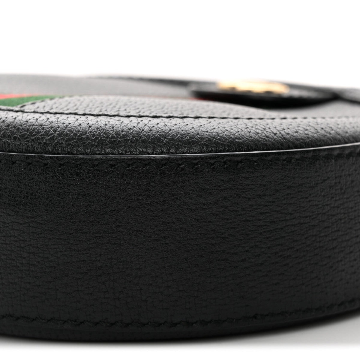 Grained Calfskin Web Mini Ophidia Round Shoulder Bag Black wholesalehk.shop