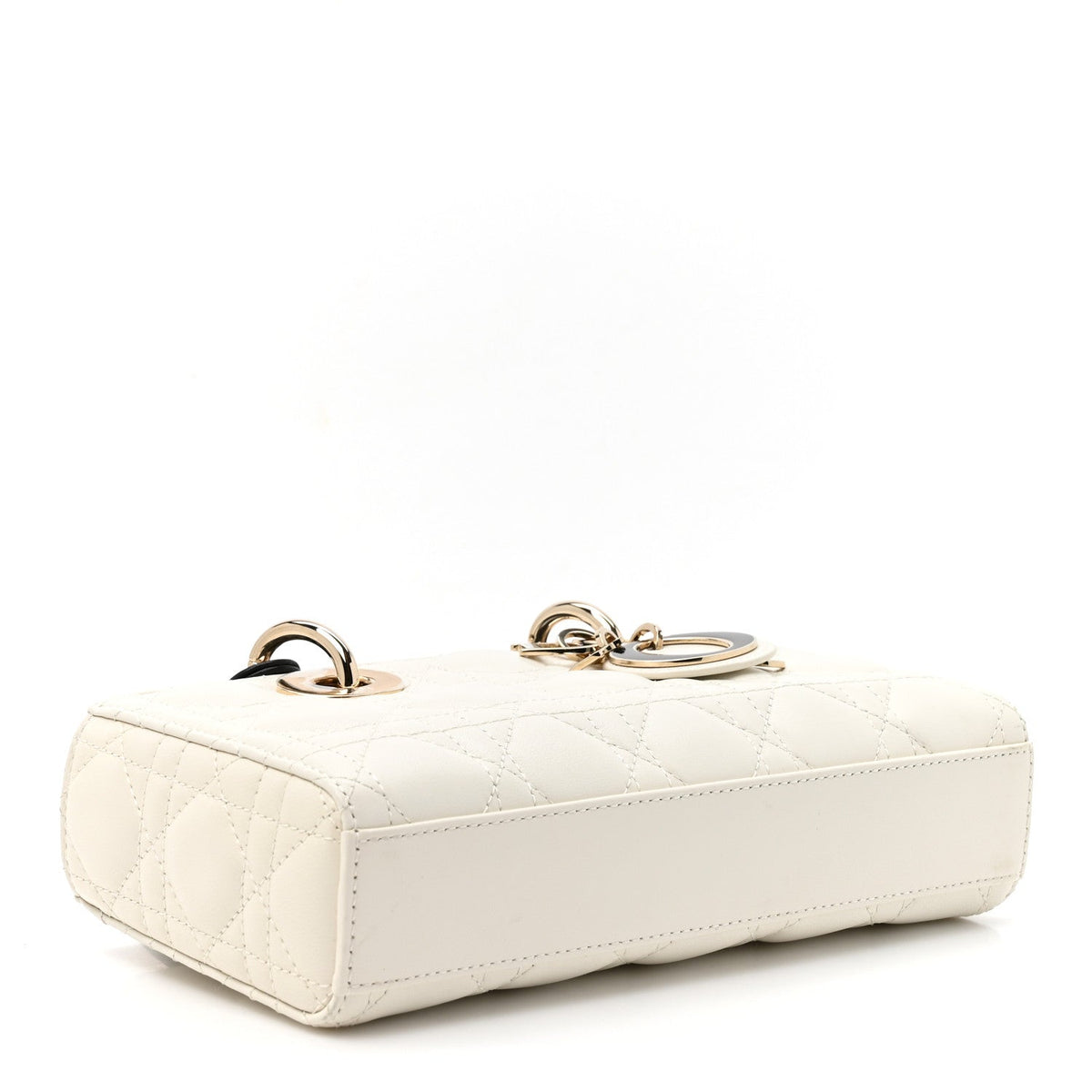 Lambskin Cannage Small Lady D-Joy Latte Black wholesalehk.shop