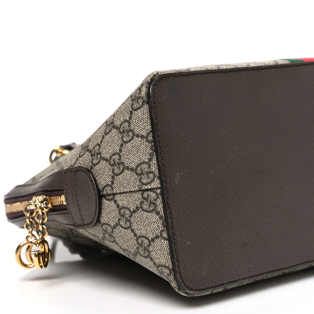 GG Supreme Monogram Web Medium Ophidia Top Handle Dome Bag Brown wholesalehk.shop