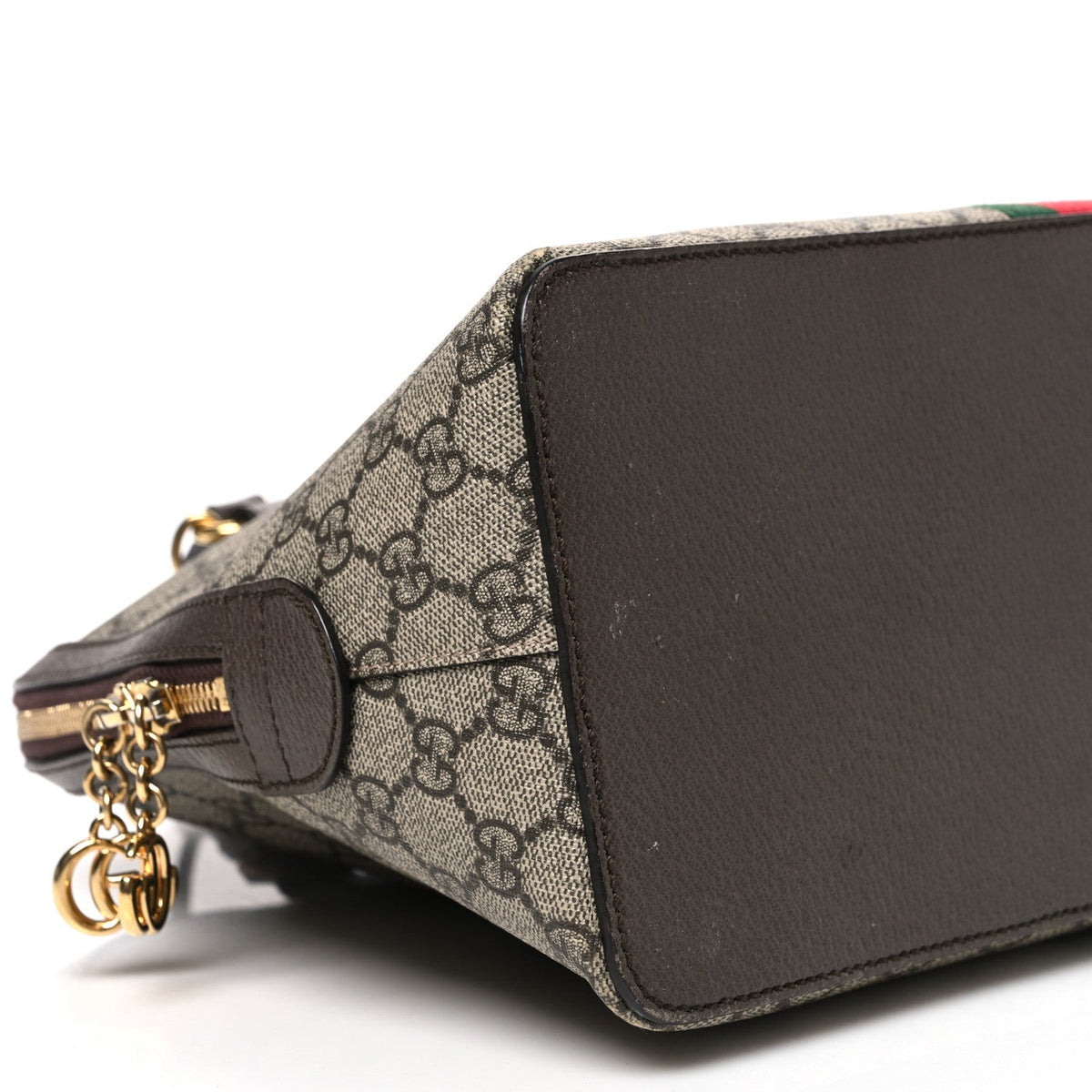 GG Supreme Monogram Web Medium Ophidia Top Handle Dome Bag Brown wholesalehk.shop