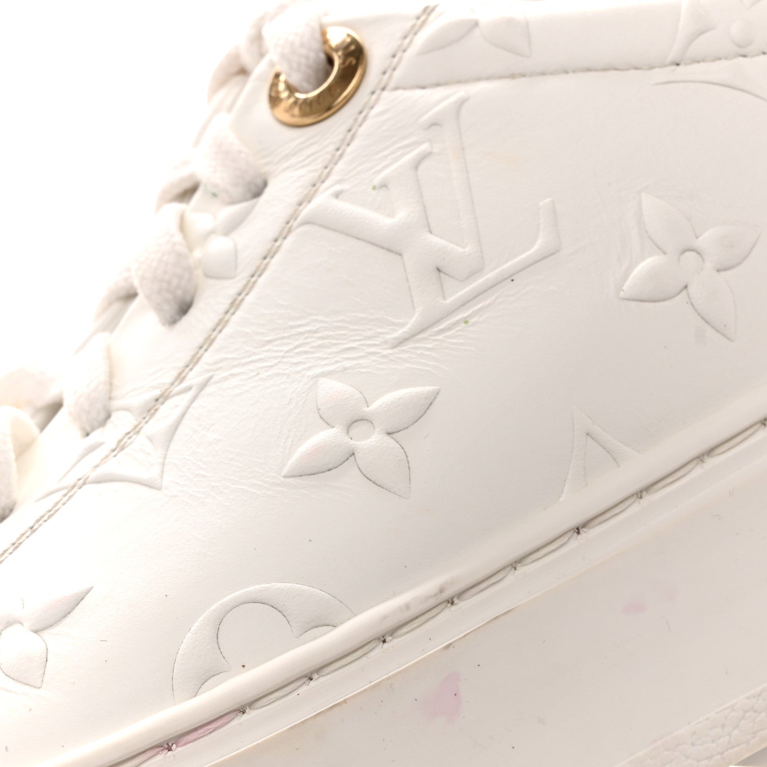 Lambskin Embossed Monogram Time Out Sneakers 35  White £¨ Direct shipment via from wholesalehk.shop