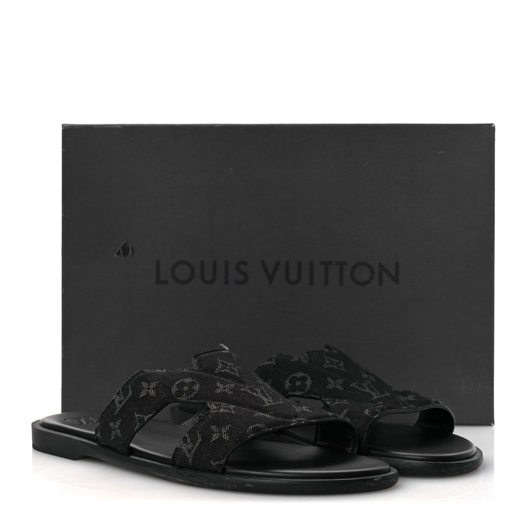 Monogram Denim Mens LV Oasis Mules 9.5 Black £¨ Direct shipment via from wholesalehk.shop