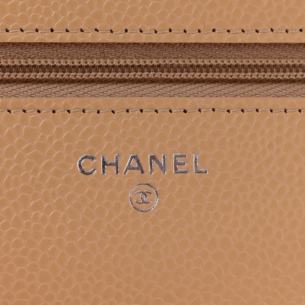 Caviar Quilted Wallet on Chain WOC Beige wholesalehk.shop