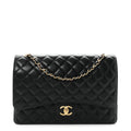 Caviar Quilted Maxi Double Flap Black wholesalehk.shop