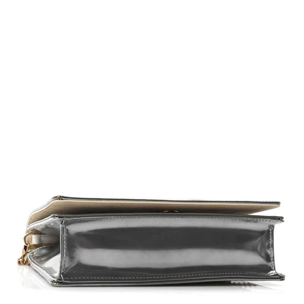 Metallic Patent Studded Diorama Top Handle Wallet on Chain Pouch Silver ¡§ Direct shipment via from wholesalehk.shop
