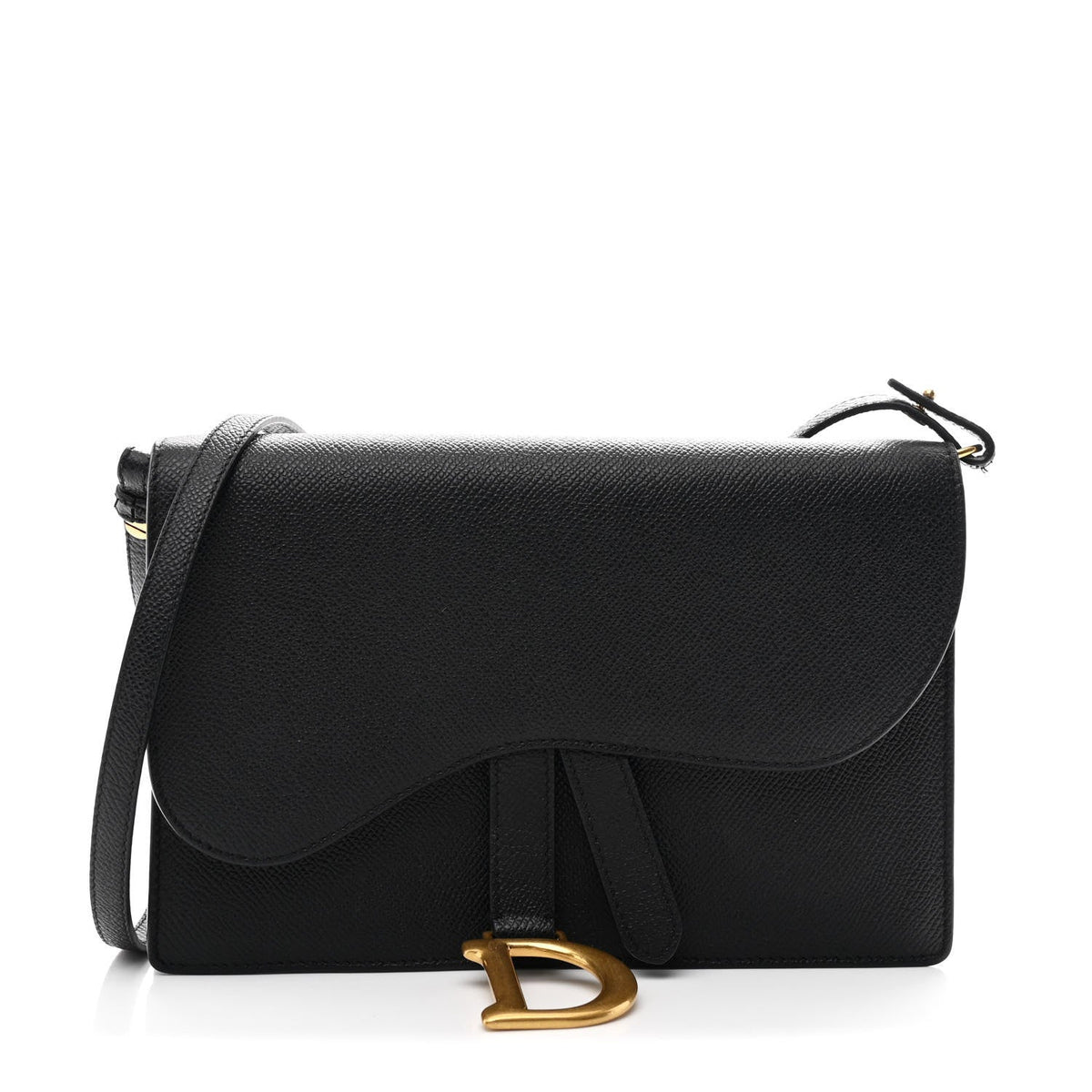 Grained Calfskin Saddle Pouch Bag Black wholesalehk.shop
