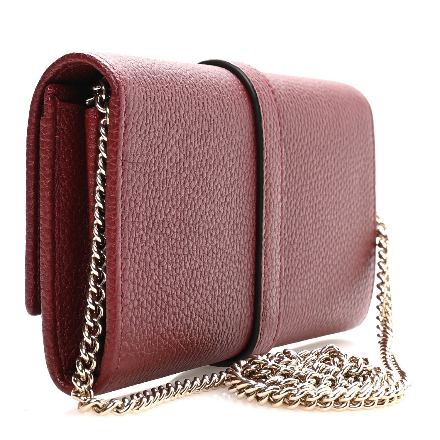Pebbled Calfskin Jackie 1961 Chain Wallet Burgundy £¨ Direct shipment via from wholesalehk.shop