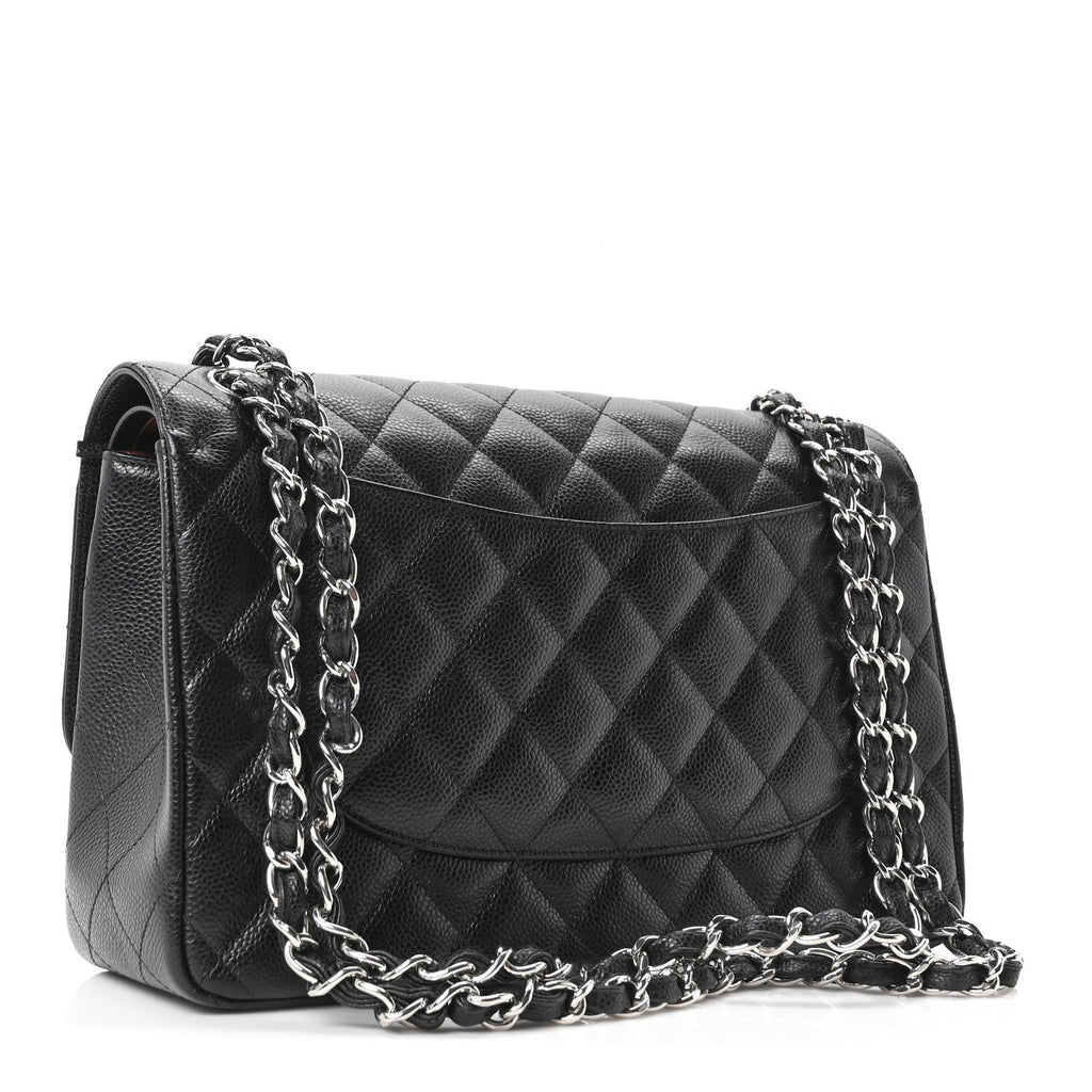 Caviar Quilted Jumbo Double Flap Black wholesalehk.shop