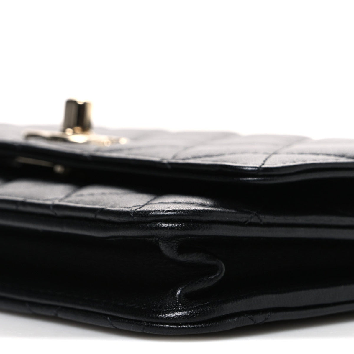 Lambskin Quilted Trendy CC Wallet On Chain WOC Black wholesalehk.shop