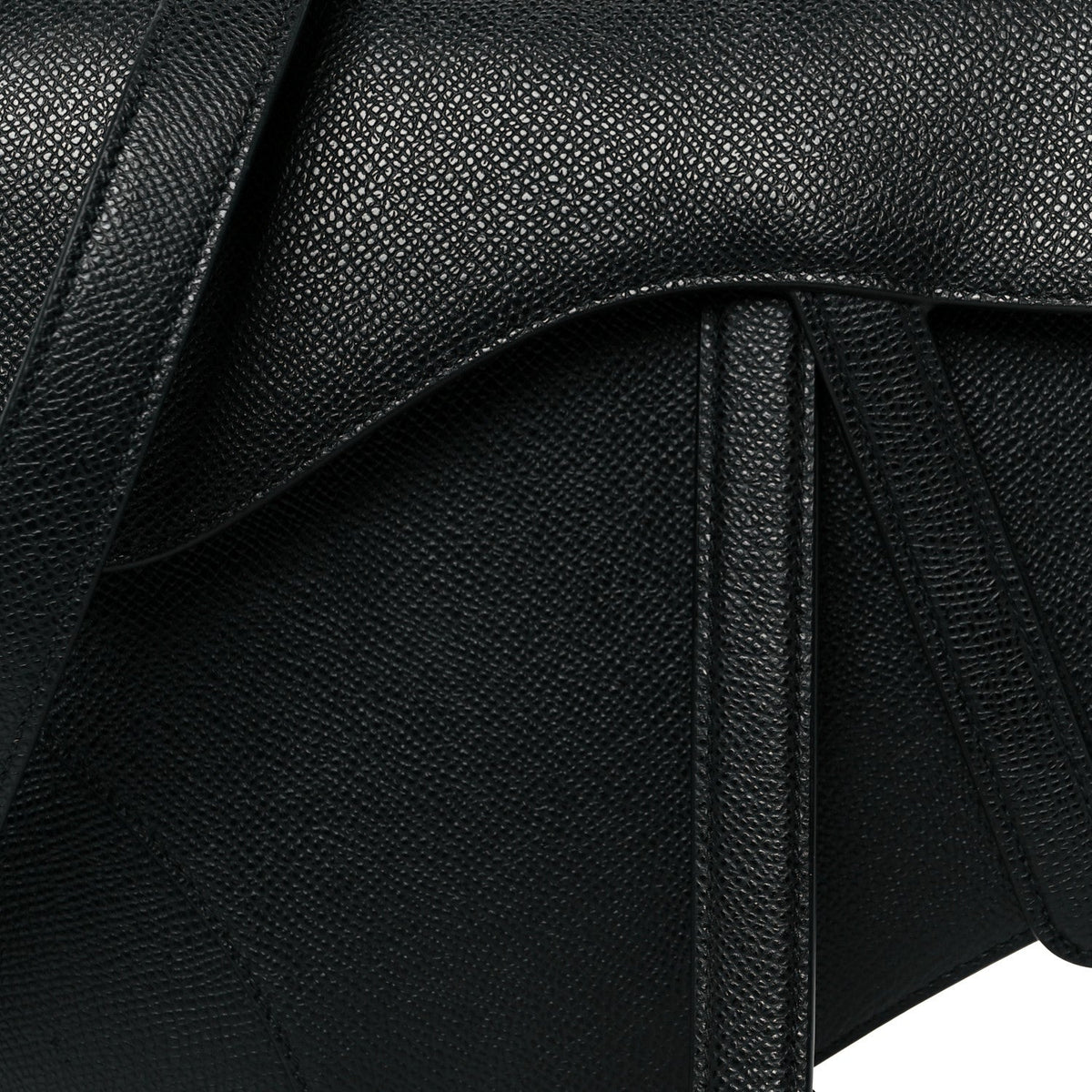 Grained Calfskin Saddle Bag With Strap Black wholesalehk.shop