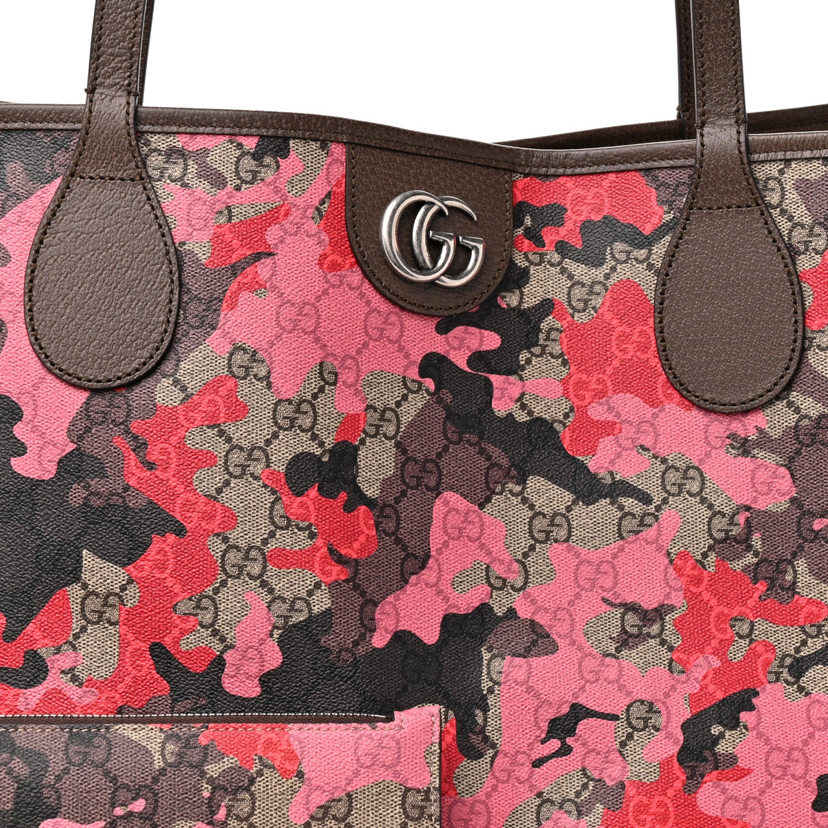 GG Supreme Monogram Camouflage Tote Pink Red wholesalehk.shop