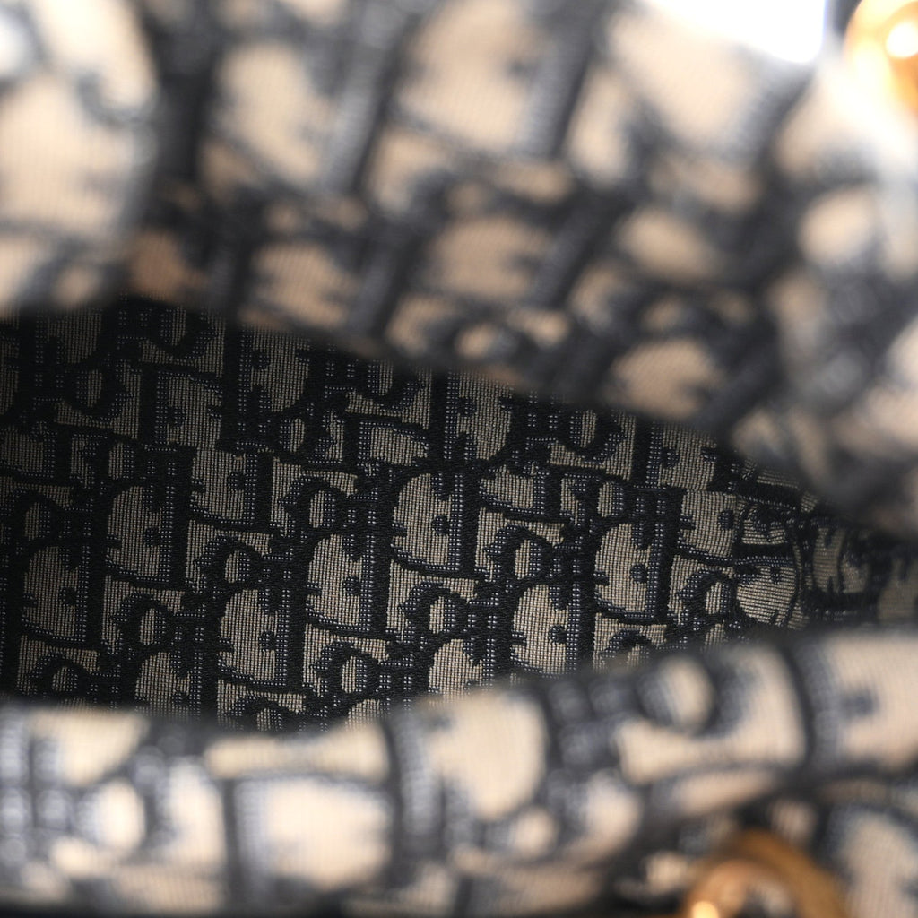 Wicker Oblique Medium Lady Dior Bag Blue wholesalehk.shop
