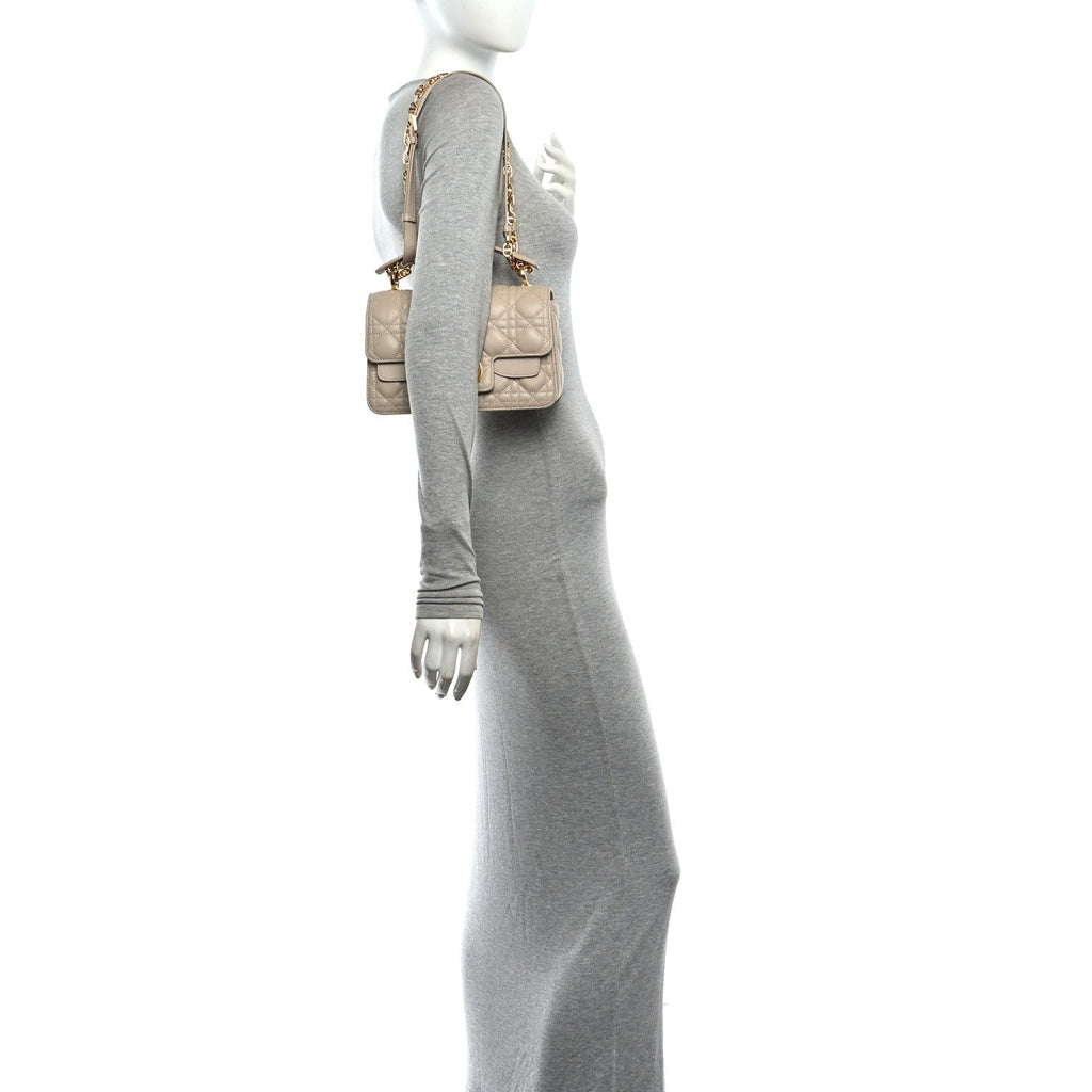 Lambskin Cannage Small Jolie Top Handle Bag Powder Beige Latte wholesalehk.shop