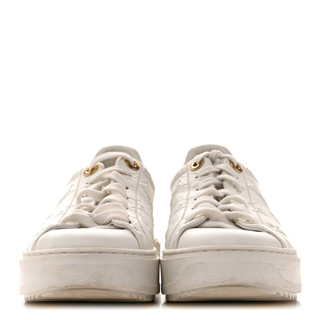 Lambskin Embossed Monogram Time Out Sneakers 35  White £¨ Direct shipment via from wholesalehk.shop