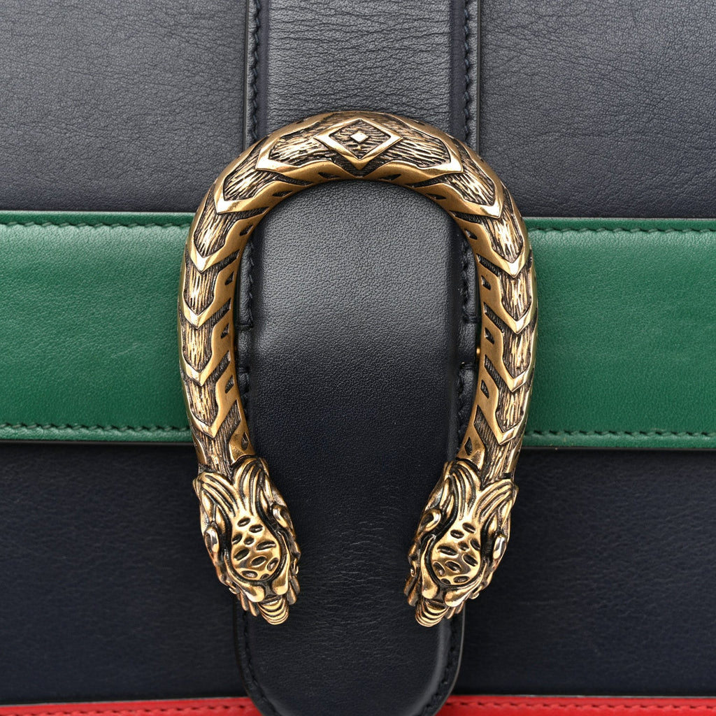 Moon Calfskin Web Medium Dionysus Bamboo Top Handle Bag Blue Emerald Hibiscus Red wholesalehk.shop