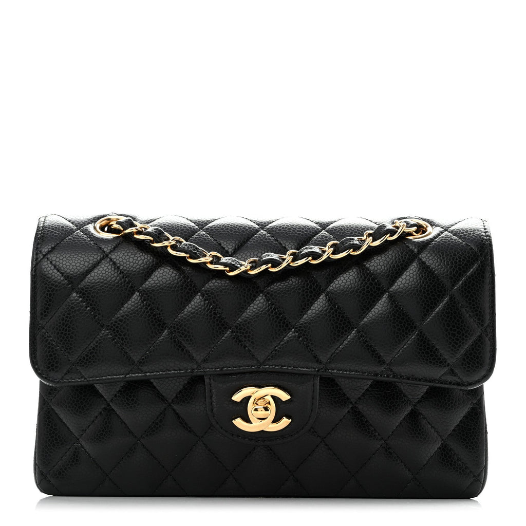 Caviar Quilted Small Double Flap Black wholesalehk.shop