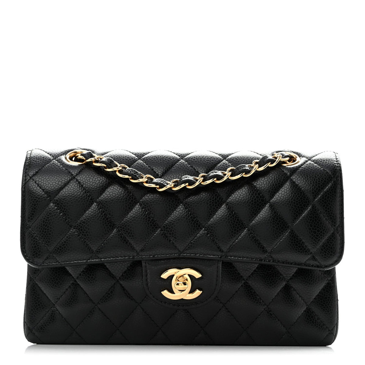 Caviar Quilted Small Double Flap Black wholesalehk.shop