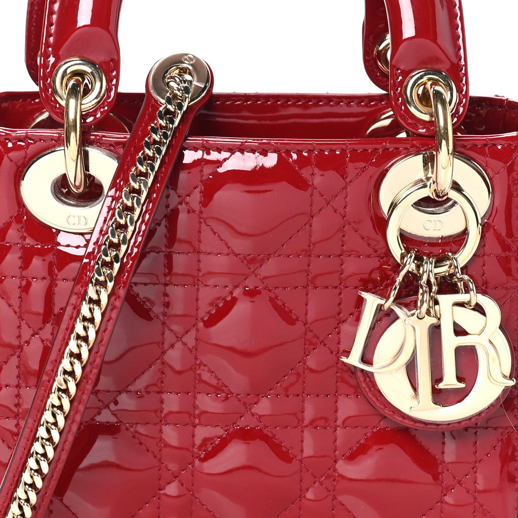 Patent Cannage Mini Lady Dior Red wholesalehk.shop