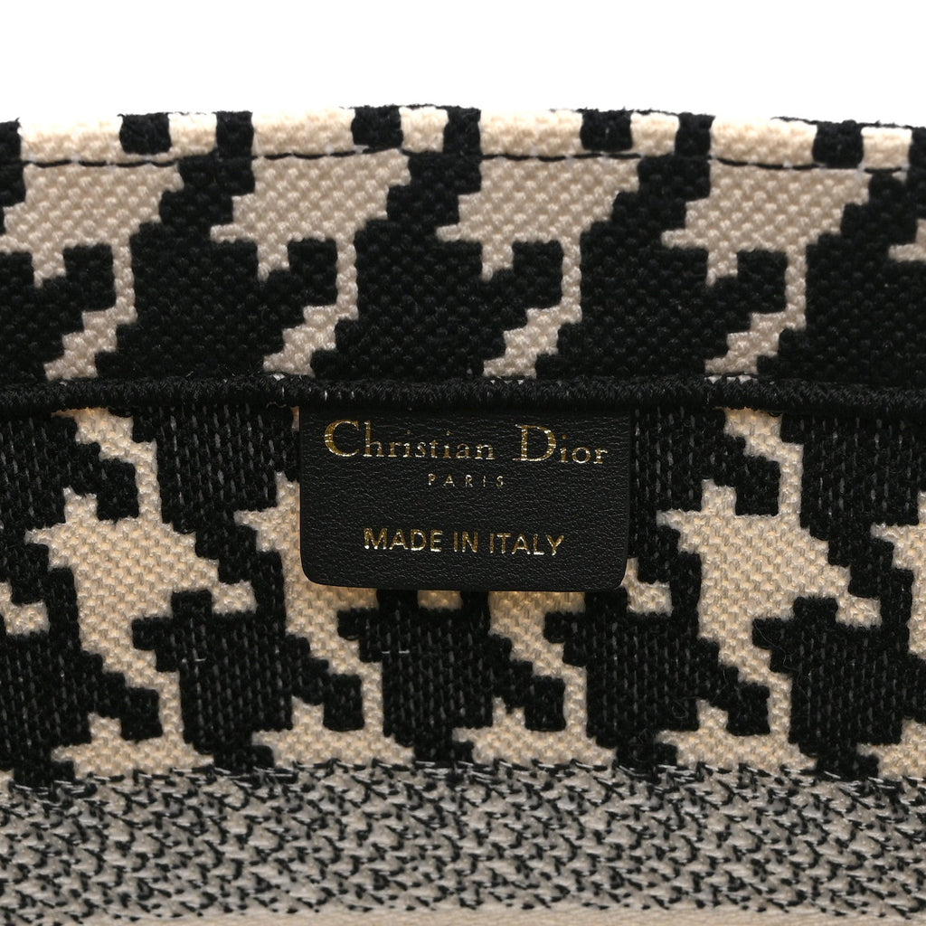 Canvas Houndstooth Embroidered Medium Book Tote Black White £¨ Direct shipment via from wholesalehk.shop