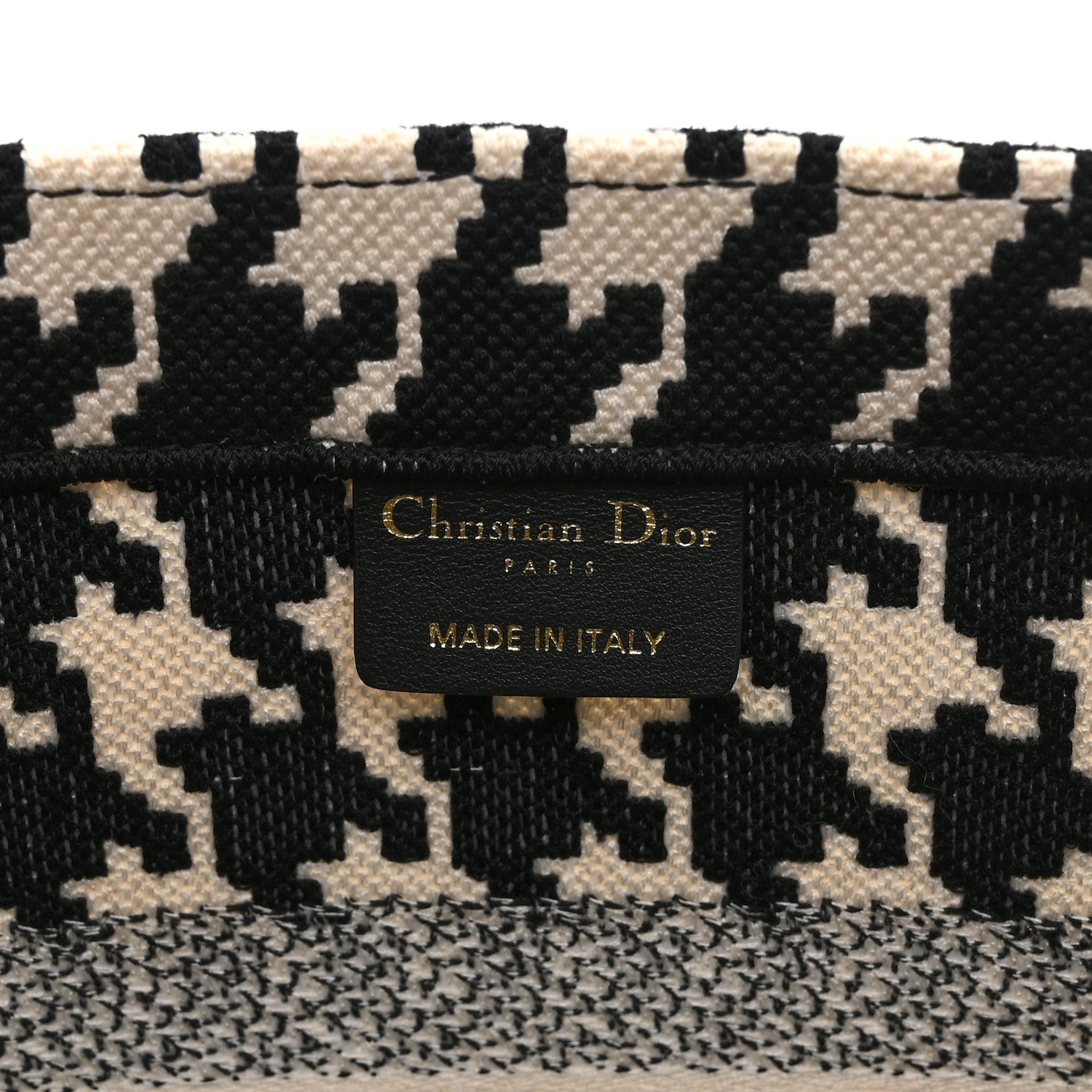 Canvas Houndstooth Embroidered Medium Book Tote Black White £¨ Direct shipment via from wholesalehk.shop