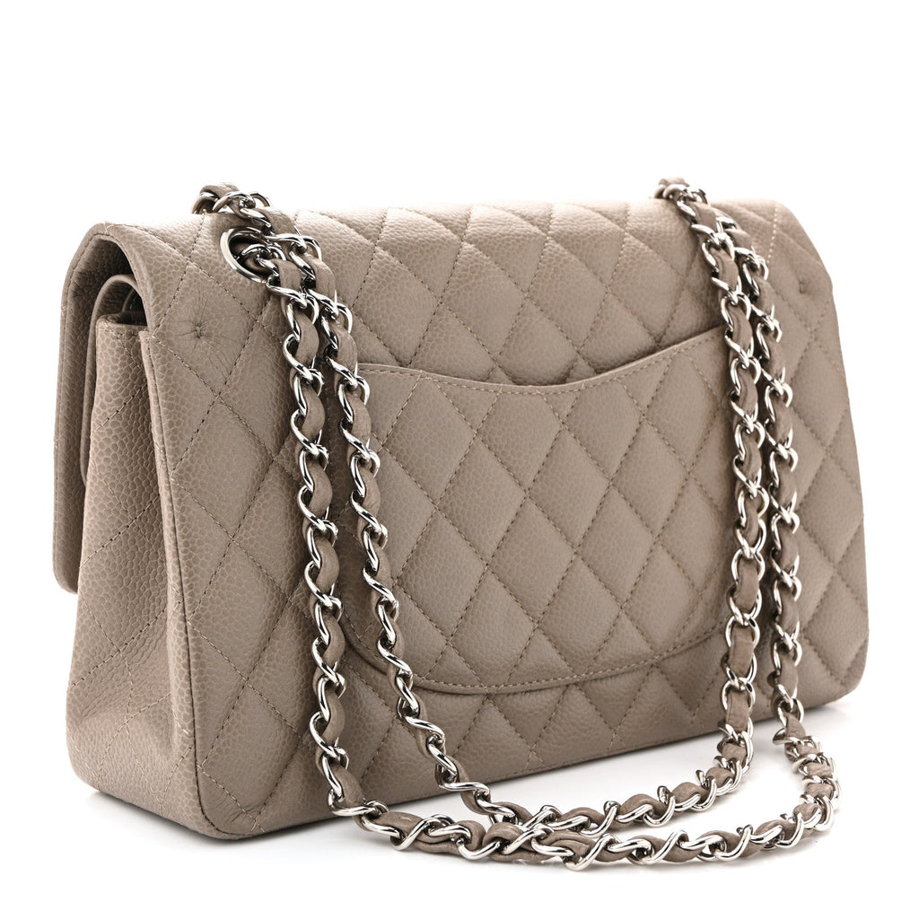 Caviar Quilted Medium Double Flap Taupe wholesalehk.shop