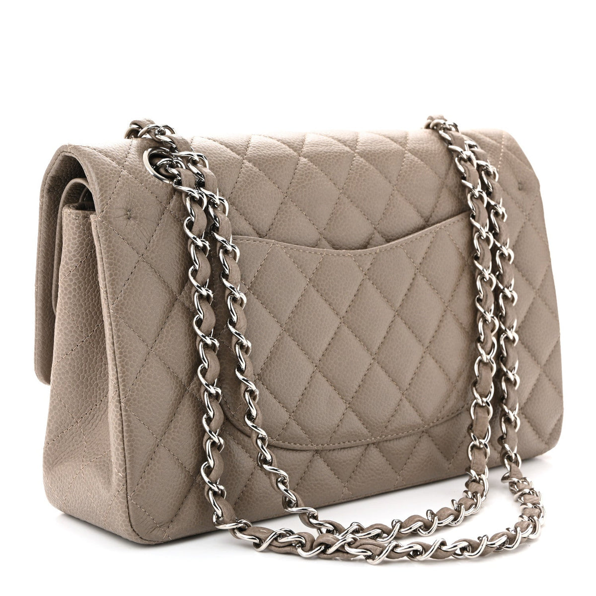 Caviar Quilted Medium Double Flap Taupe wholesalehk.shop