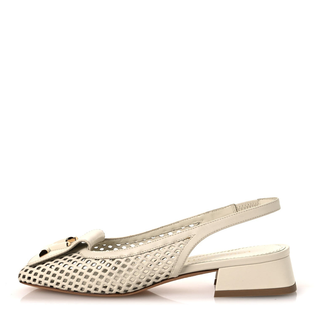 Calfskin Perforated Shake Slingback Pumps 35.5 Creme Beige £¨ Direct shipment via from wholesalehk.shop