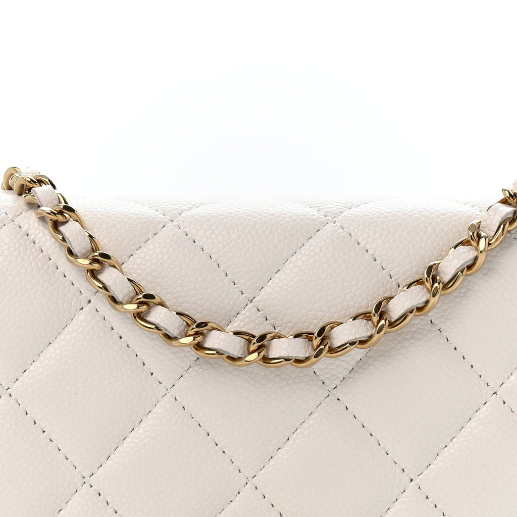 Caviar Quilted CC Turnlock Wallet On Chain WOC White wholesalehk.shop