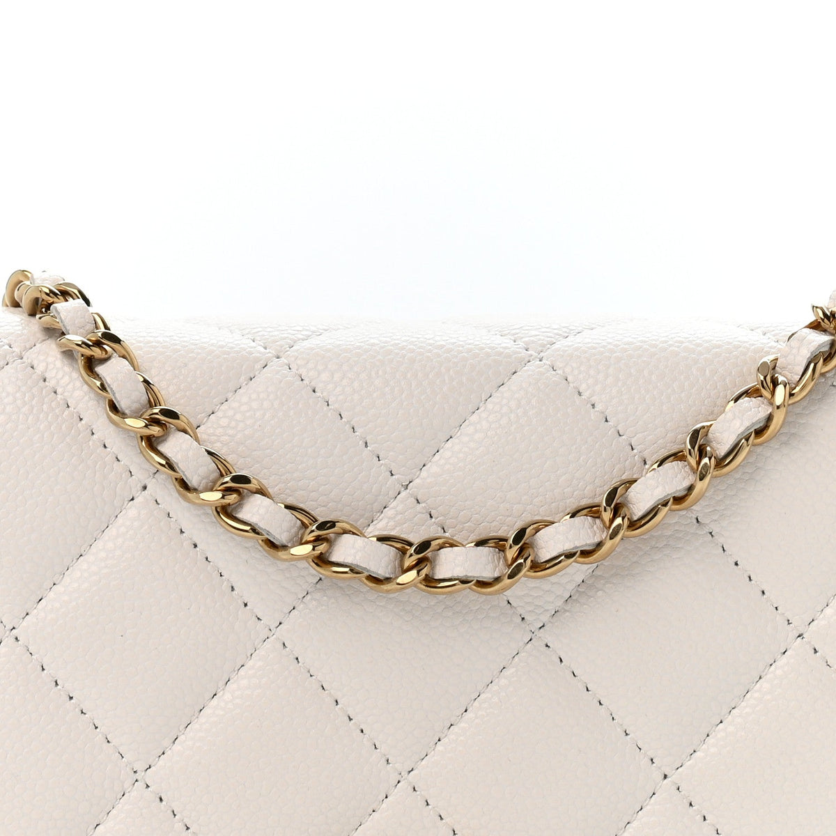 Caviar Quilted CC Turnlock Wallet On Chain WOC White wholesalehk.shop