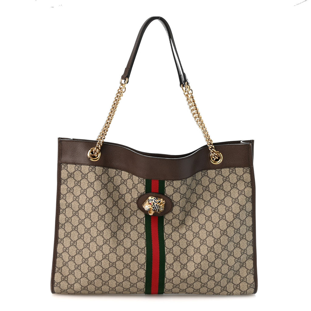 GG Supreme Monogram Large Rajah Chain Tote Beige New Acero wholesalehk.shop