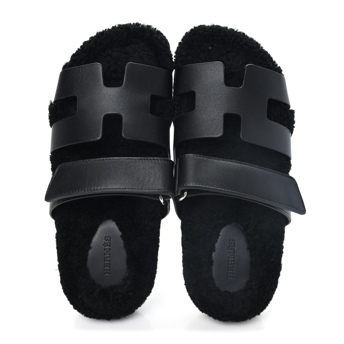 Calfskin Woolskin Womens Chypre Sandals 38 Black wholesalehk.shop
