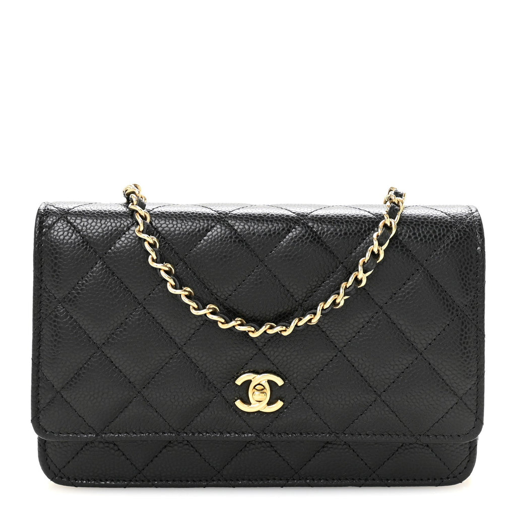Caviar Quilted CC Turnlock Wallet On Chain WOC Black wholesalehk.shop