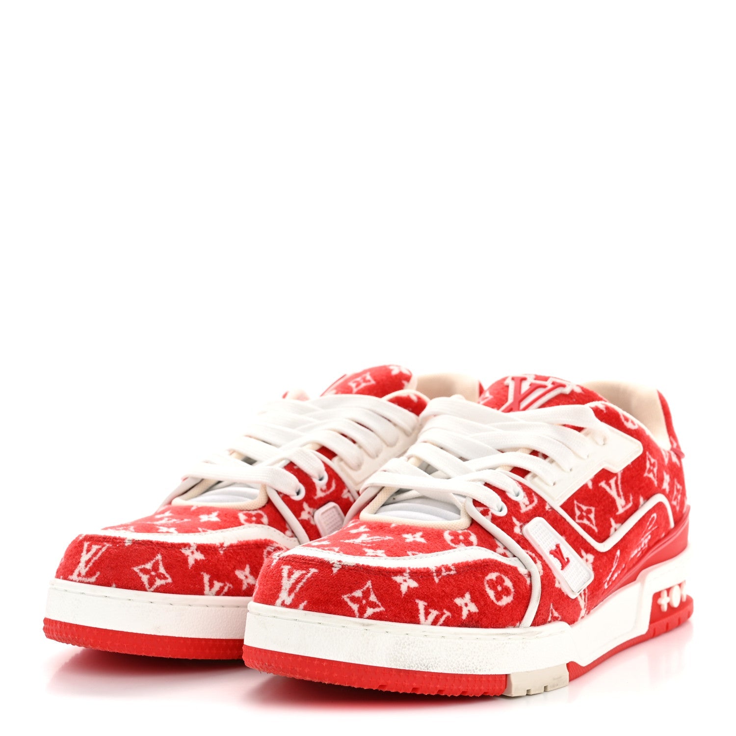 Jacquard Velvet Monogram Mens LV Trainer Sneakers 8 Red £¨ Direct shipment via from wholesalehk.shop